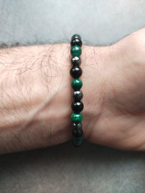 Bracelet Hematite / malachite / spinelle