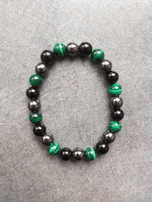 Bracelet Hematite / malachite / spinelle