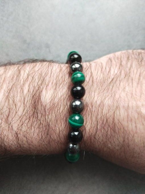 Bracelet Hematite / malachite / spinelle