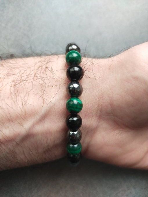 Bracelet Hematite / malachite / spinelle