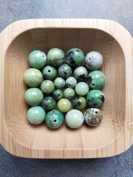 Perle Chrysoprase citron à l'unité