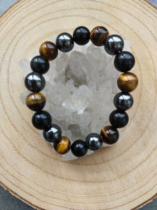 Bracelet Hématite / Obsidienne / Oeil de tigre