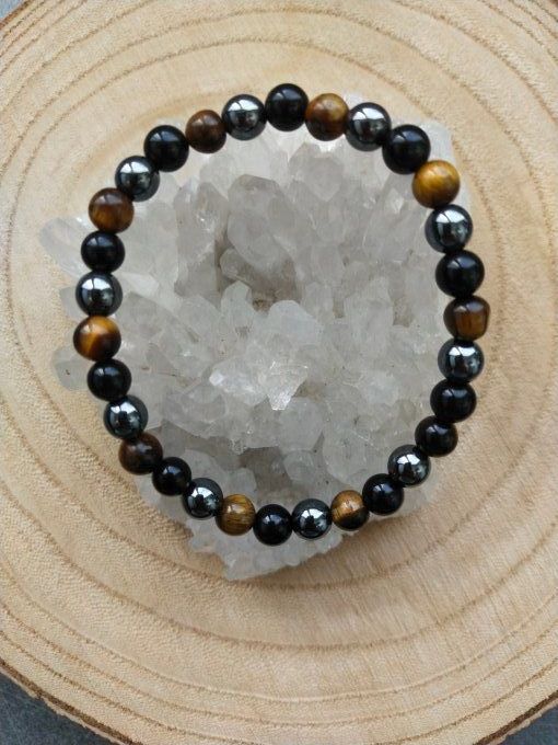 Bracelet Hématite / Obsidienne / Oeil de tigre