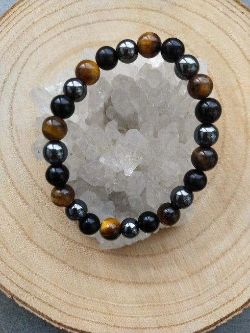 Bracelet Hématite / Obsidienne / Oeil de tigre