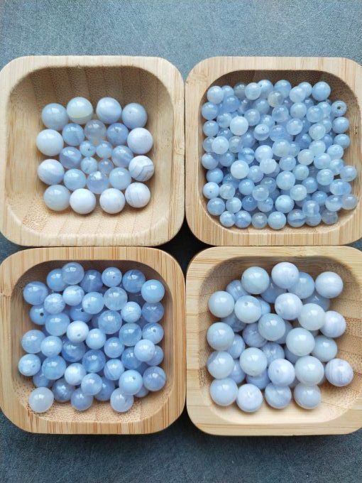 Perle Calcédoine bleu à l'unité