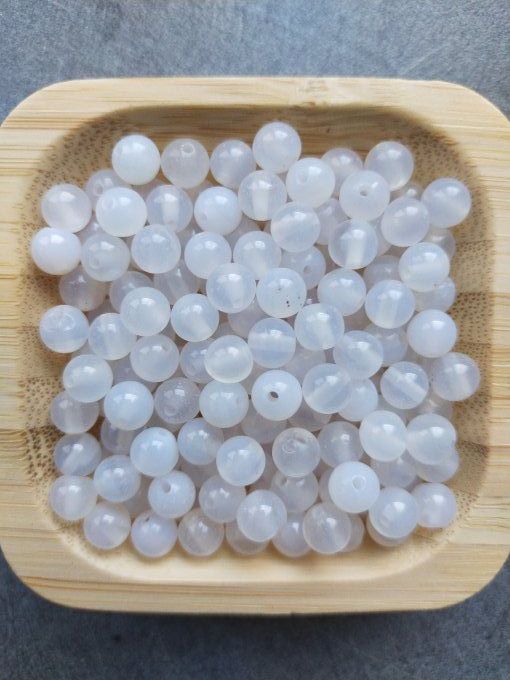 Perle Agate blanche à l'unité