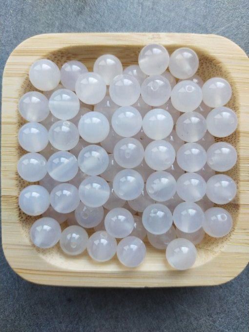 Perle Agate blanche à l'unité