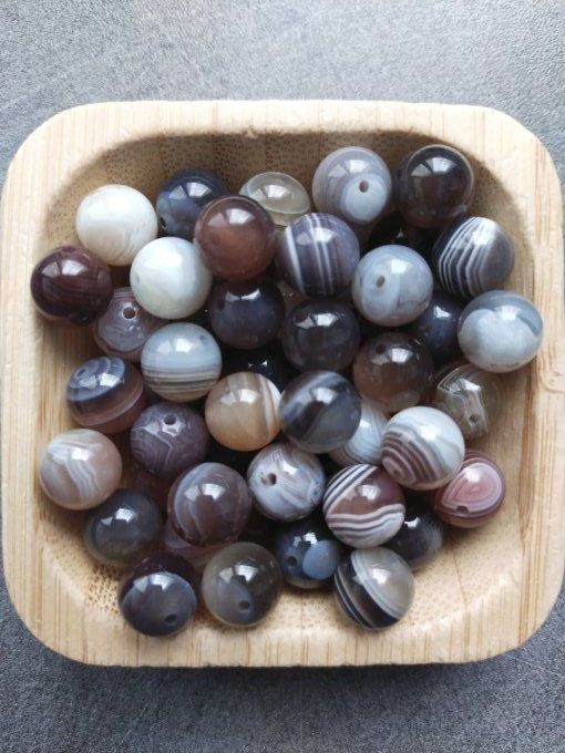 Perle Agate de botswana à l'unité