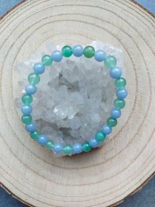 Bracelet Angelite / aventurine vert