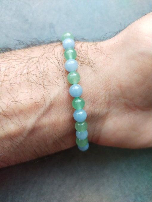 Bracelet Angelite / aventurine vert