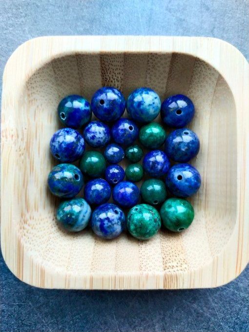 Perle Azurite malachite à l'unité