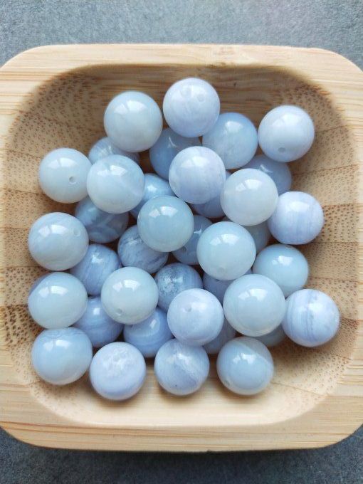 Perle Calcédoine bleu à l'unité