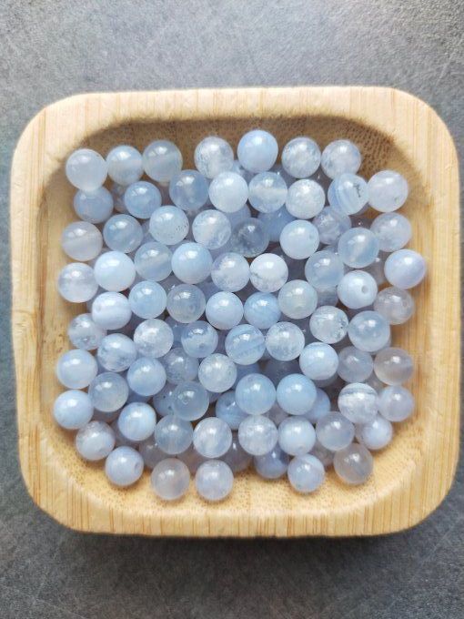Perle Calcédoine bleu à l'unité
