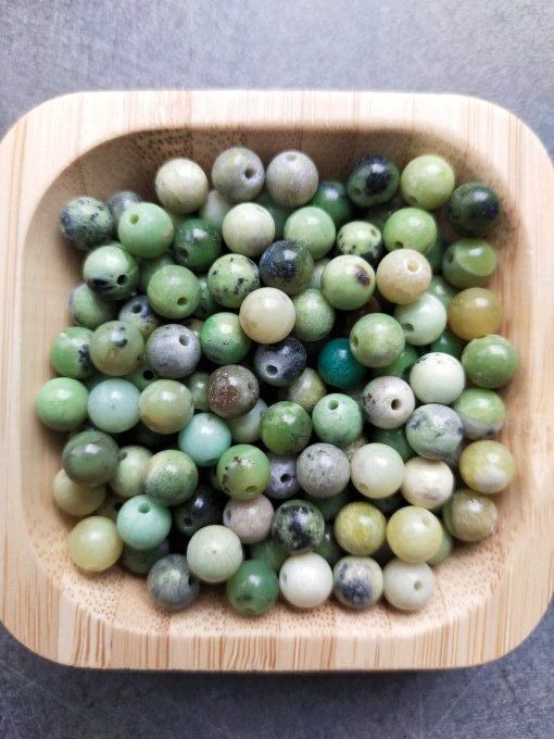 Perle Chrysoprase citron à l'unité