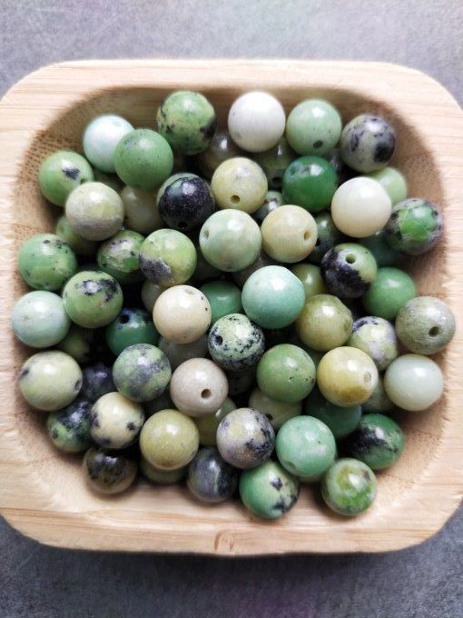 Perle Chrysoprase citron à l'unité