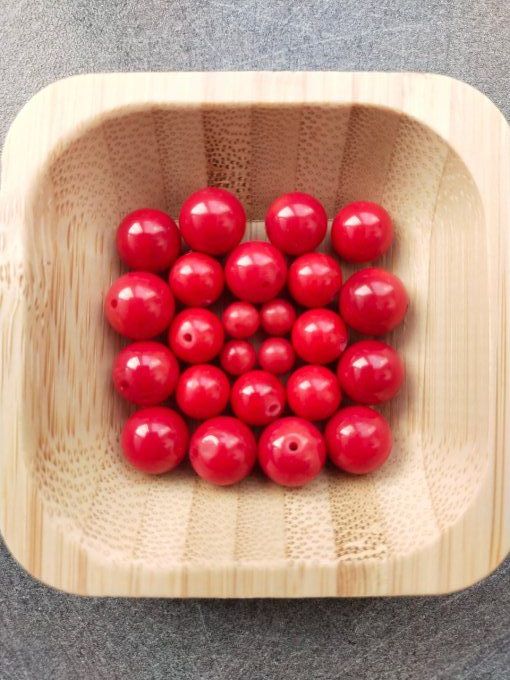 Perle Corail rouge à l'unité