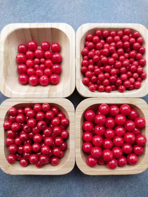Perle Corail rouge à l'unité