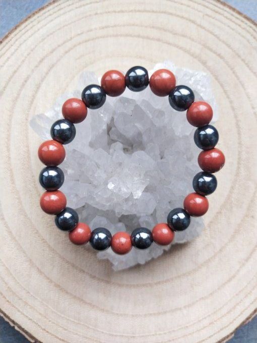 Bracelet Hématite / jaspe rouge