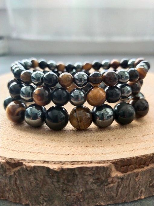 Bracelet Hématite / Obsidienne / Oeil de tigre