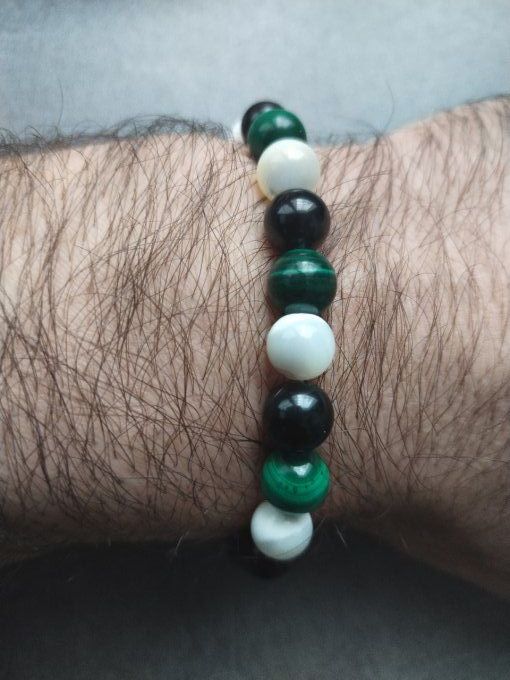 Bracelet Malachite / nacre / spinelle