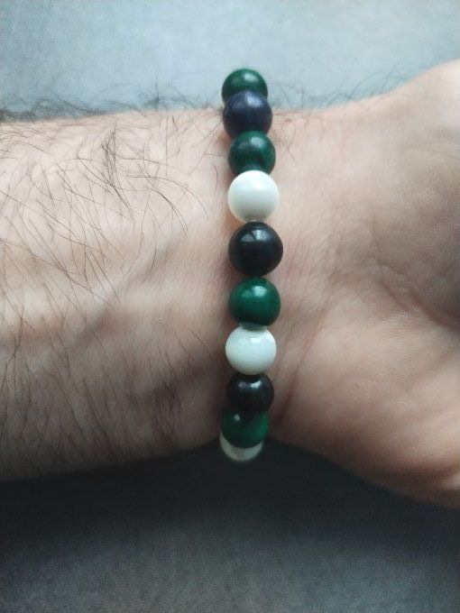 Bracelet Malachite / nacre / spinelle