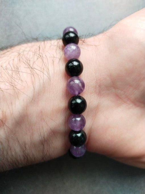 Bracelet Améthyste / onyx