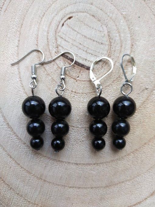 Boucles d'oreille Obsidienne