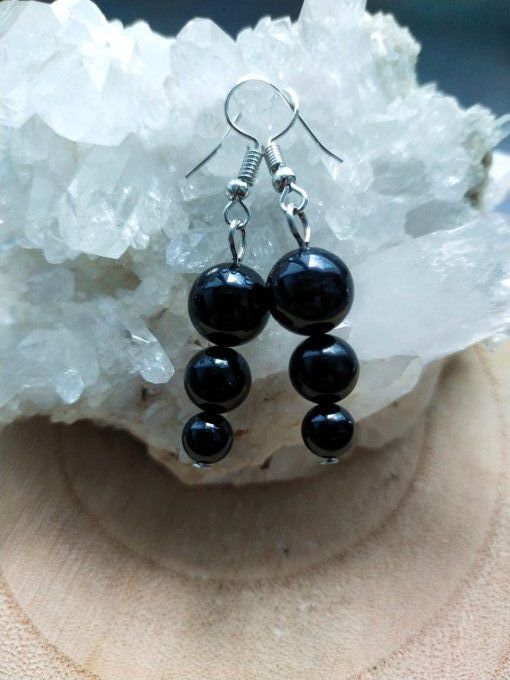 Boucles d'oreille Obsidienne