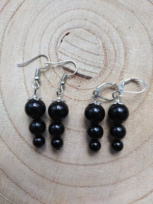 Boucles d'oreille Obsidienne