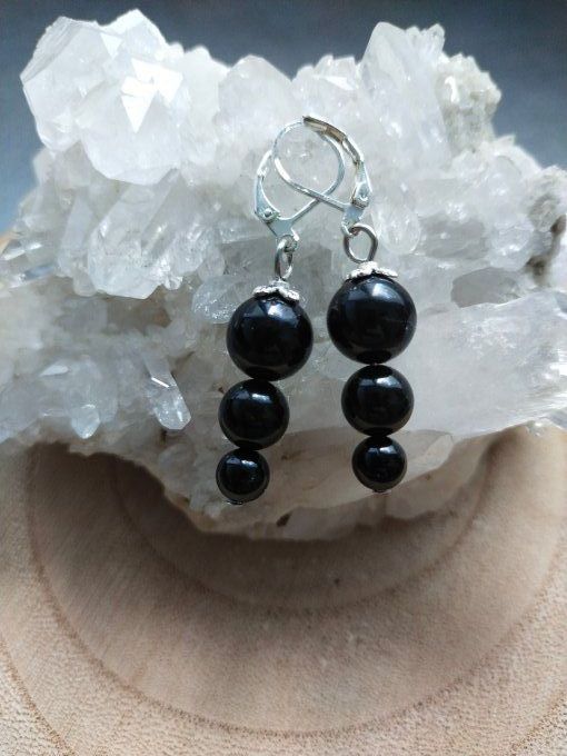 Boucles d'oreille Obsidienne