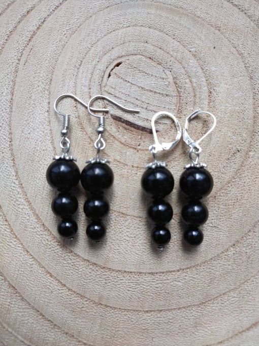 Boucles d'oreille Obsidienne