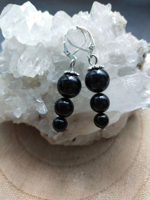 Boucles d'oreille Obsidienne