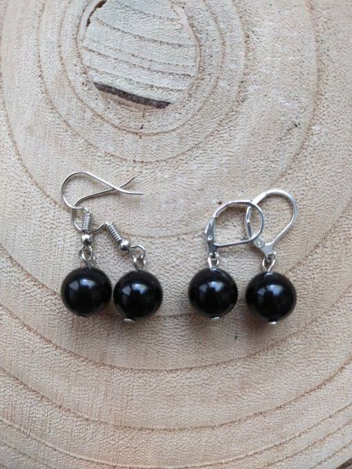 Boucles d'oreille Obsidienne