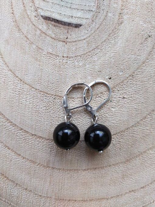 Boucles d'oreille Obsidienne