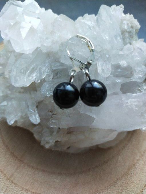 Boucles d'oreille Obsidienne