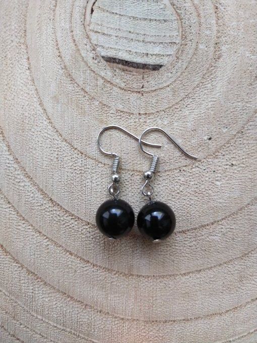 Boucles d'oreille Obsidienne