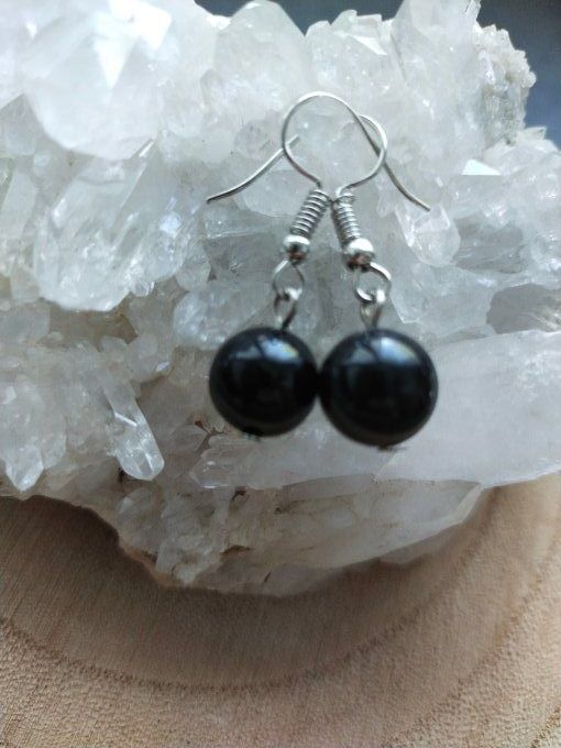 Boucles d'oreille Obsidienne