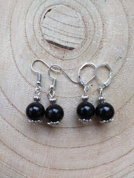 Boucles d'oreille Obsidienne