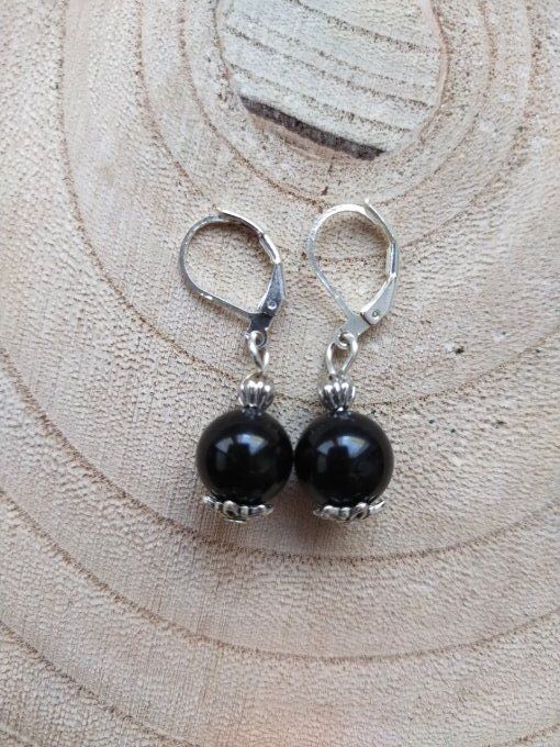 Boucles d'oreille Obsidienne