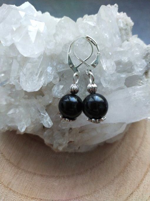 Boucles d'oreille Obsidienne