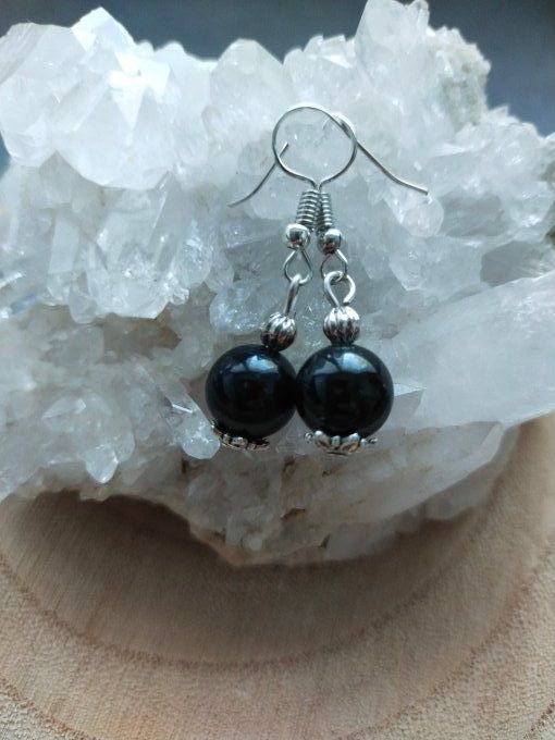 Boucles d'oreille Obsidienne