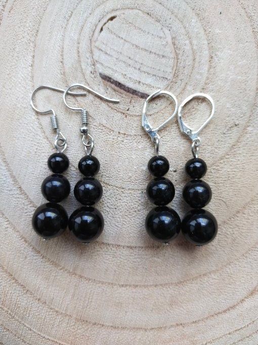 Boucles d'oreille Obsidienne