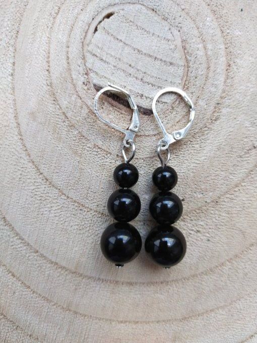 Boucles d'oreille Obsidienne