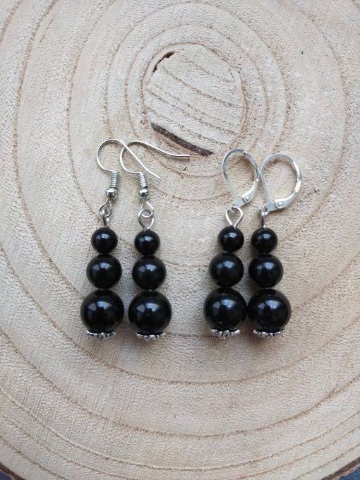 Boucles d'oreille Obsidienne