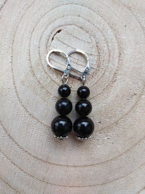 Boucles d'oreille Obsidienne