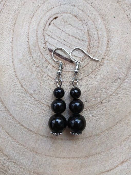 Boucles d'oreille Obsidienne