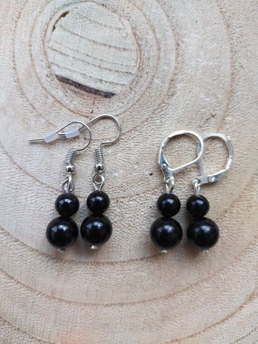 Boucles d'oreille Obsidienne