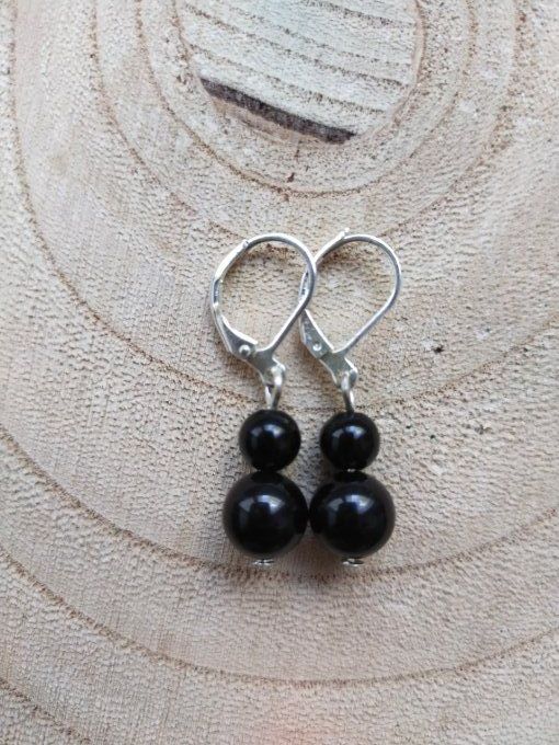 Boucles d'oreille Obsidienne