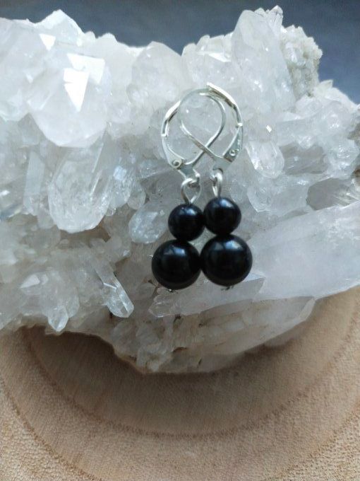 Boucles d'oreille Obsidienne