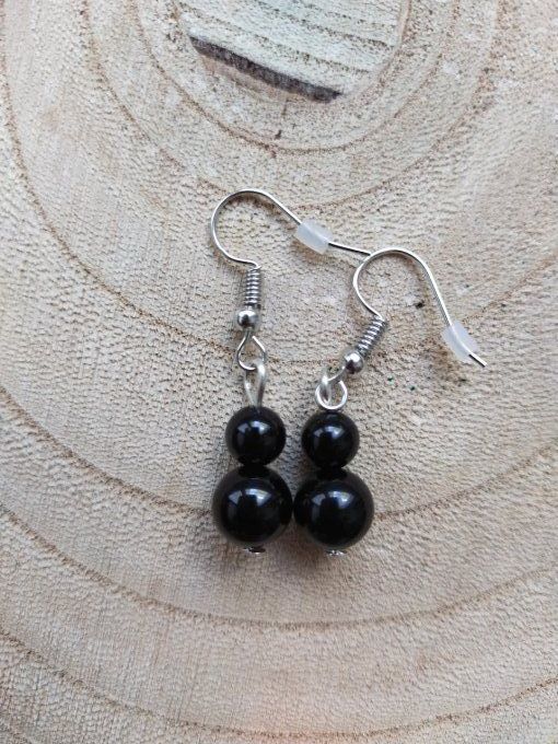 Boucles d'oreille Obsidienne